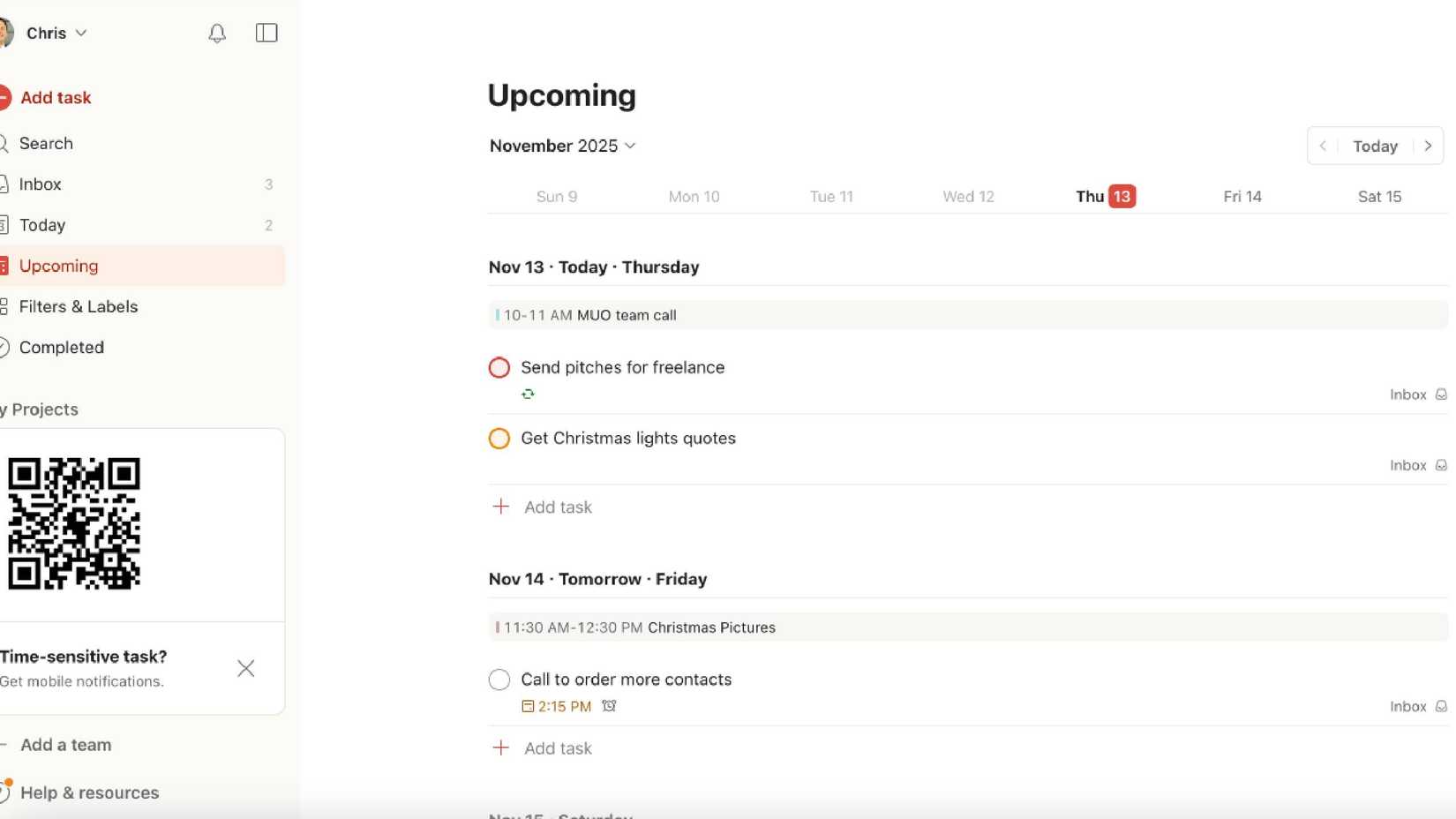 The Upcoming filter in Todoist
