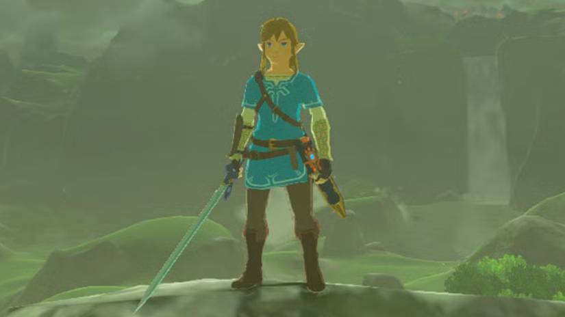 Link wearing the Champion's Tunic in The Legend of Zelda: Breath of the Wild
