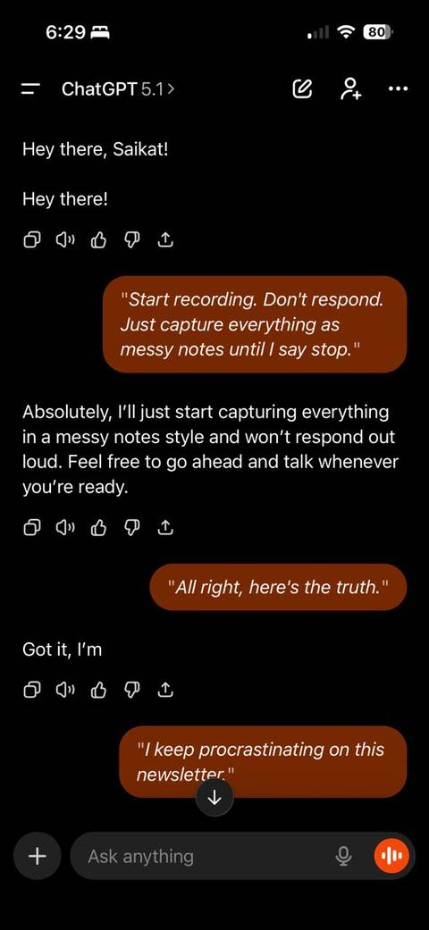 ChatGPT Voice Mode start chatting.