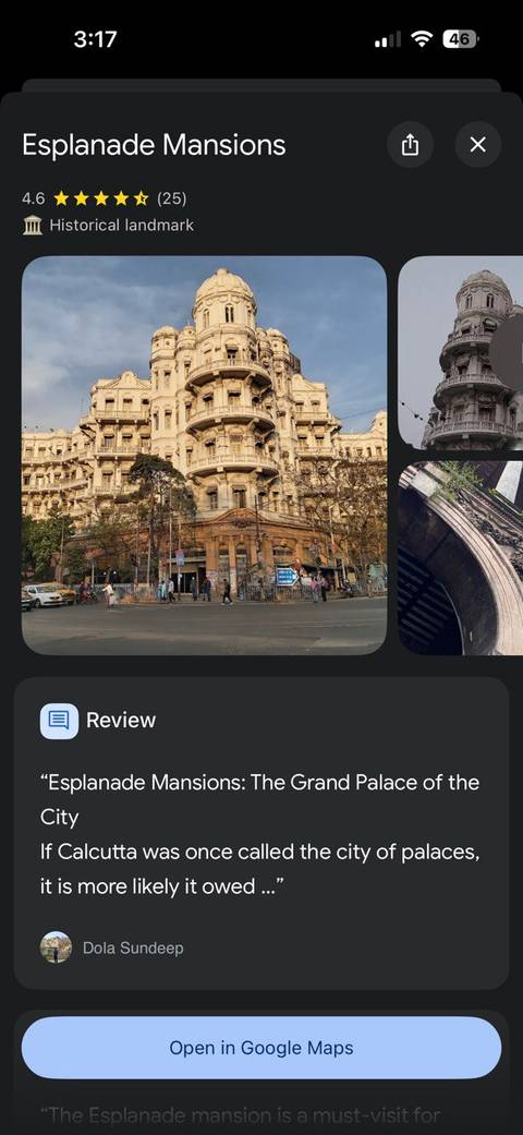 The Google Maps link connected to the Gemini response.