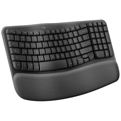 The Logitech Wave Keys in black against a transparent background.