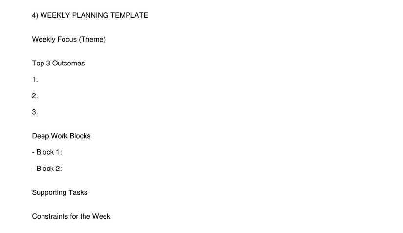 PDF Blueprint for Weekly Planning