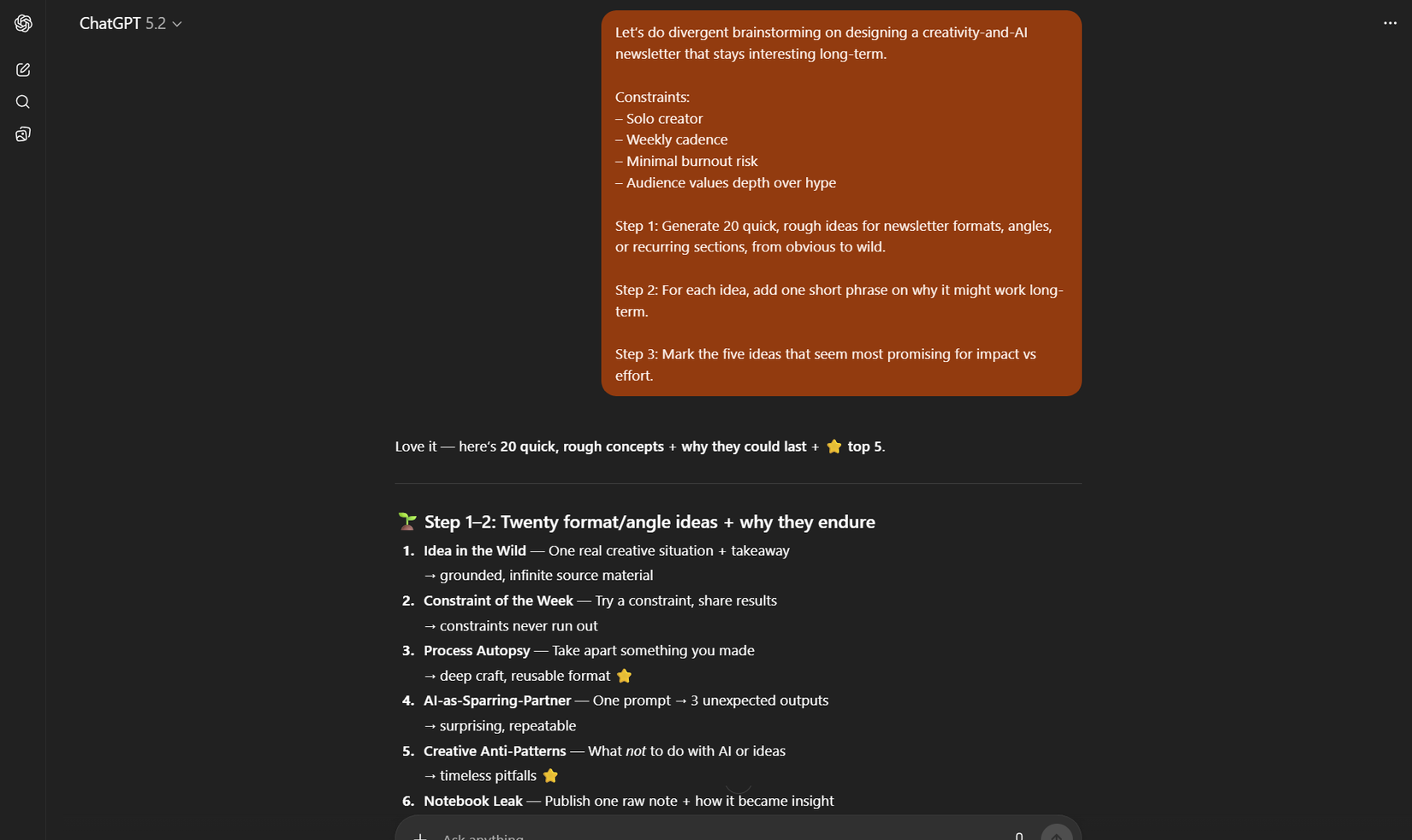 Many rough ideas branching out from a single topic.