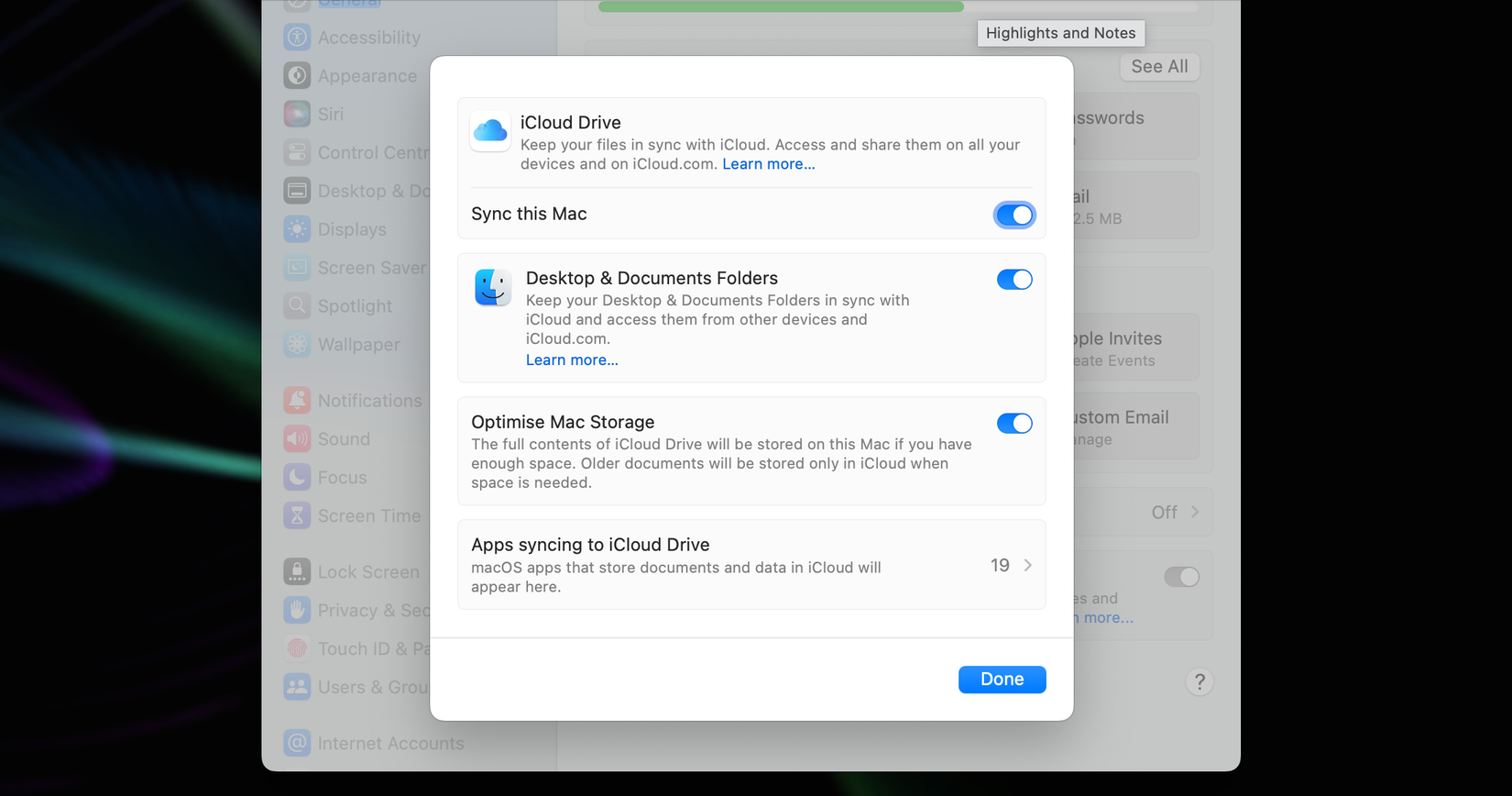 Optimizing Mac storage with iCloud.