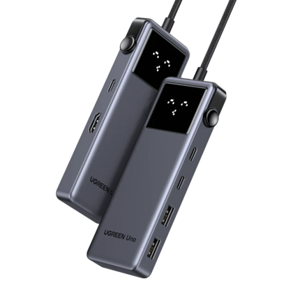 Ugreen Uno USB-C Hub against a gradient background.