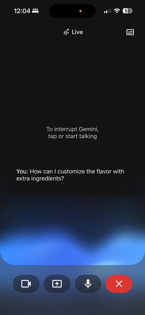 استفاده از Gemini Live برای پرسش سوالات.