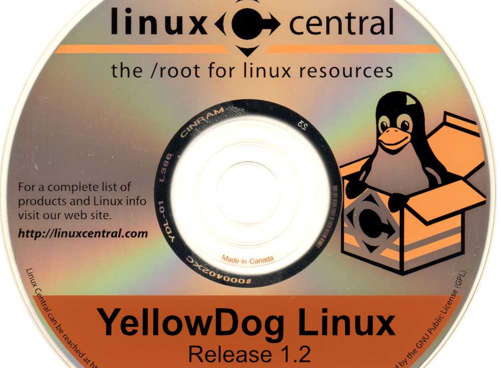 Yellow Dog Linux 1.2 CD disc label