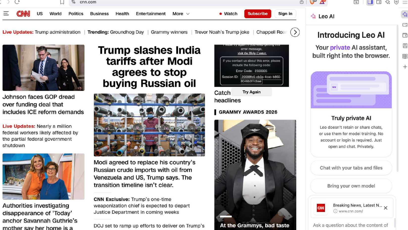 Leo AI in Brave browser