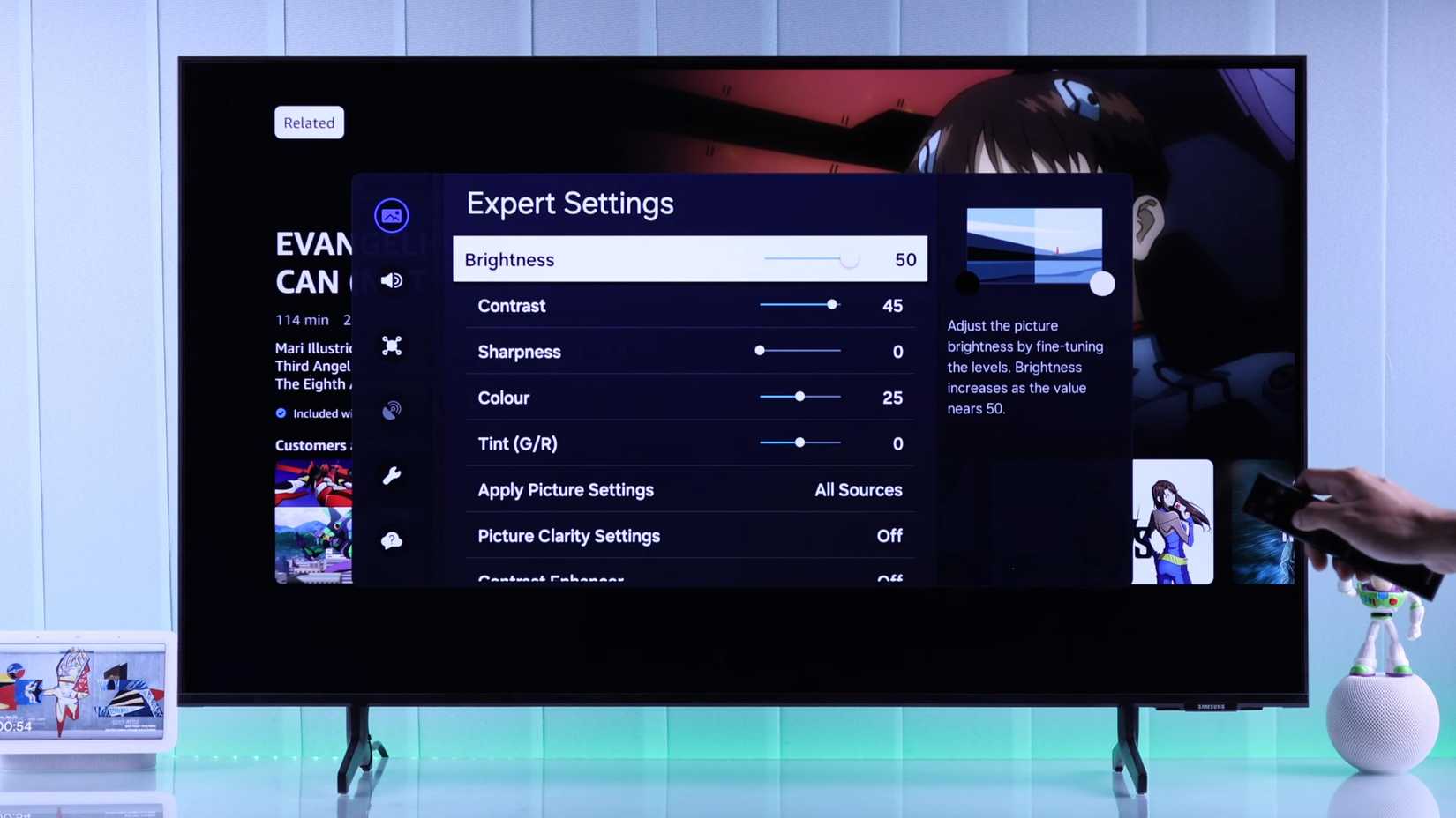 Brightness setting on a Samsung OLED TV