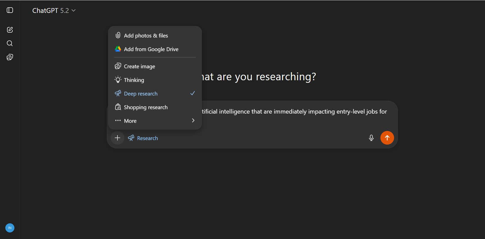 ChatGPT's Deep research.