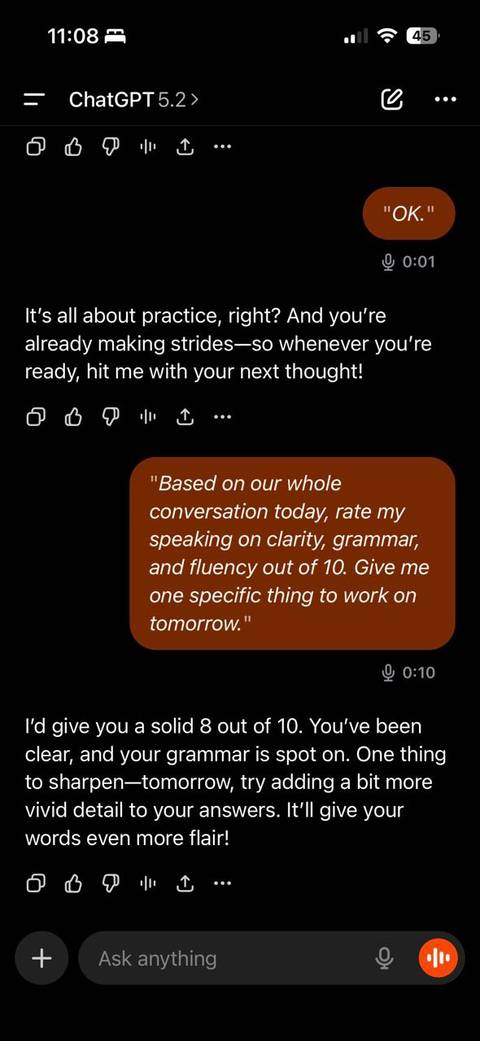 Asking ChatGPT for rating the conversations.