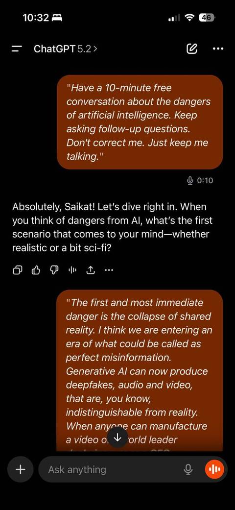 Free talking with ChatGPT's Voice mode.