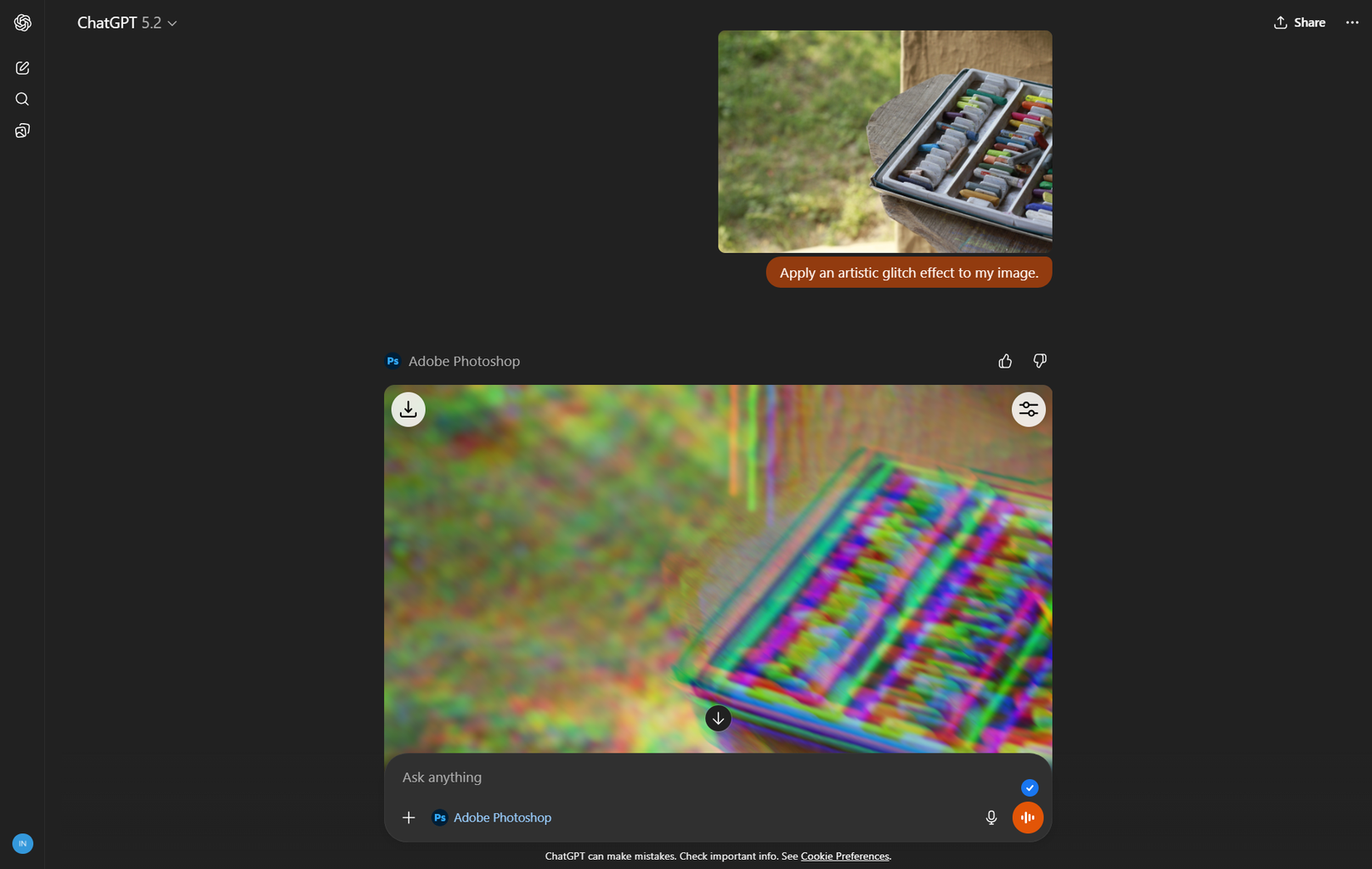 ChatGPT প্রম্পটের সাথে গ্লিচ ইফেক্ট।