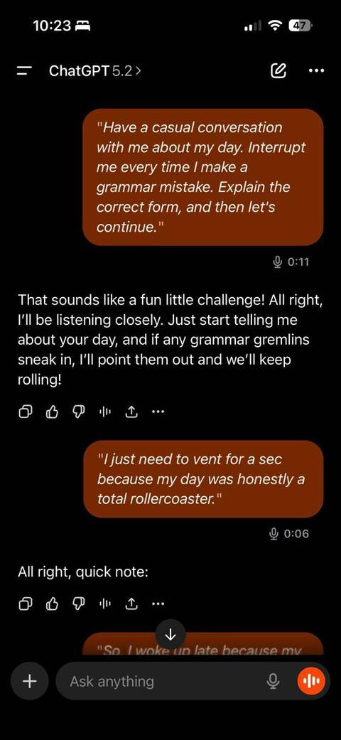 A prompt for ChatGPT's Voice mode.