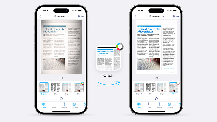 IScanner app showing clear scan of document