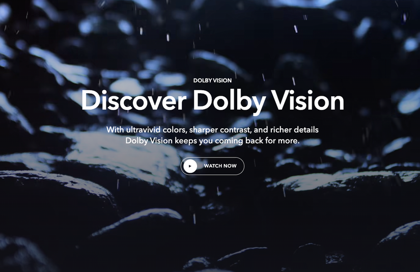 Screenshot of Dolby Vision website