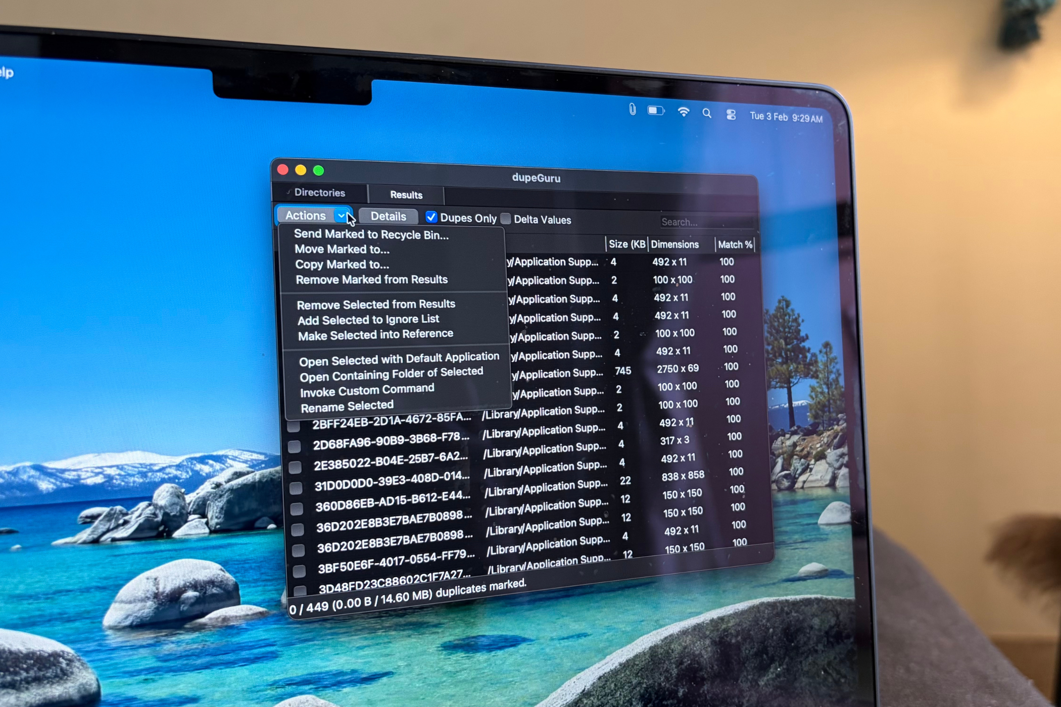 Duplicate files found on MacBook via dupeGuru