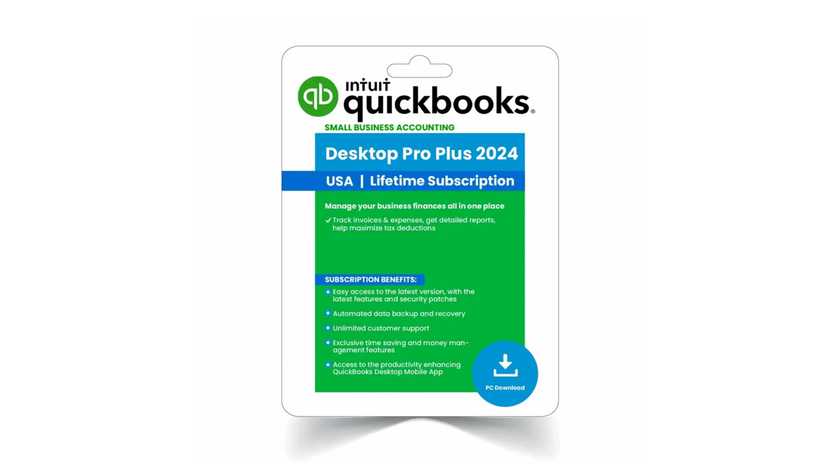 Rendered image of packaging for Intuit Quickbooks Desktop Pro Plus 2024 software
