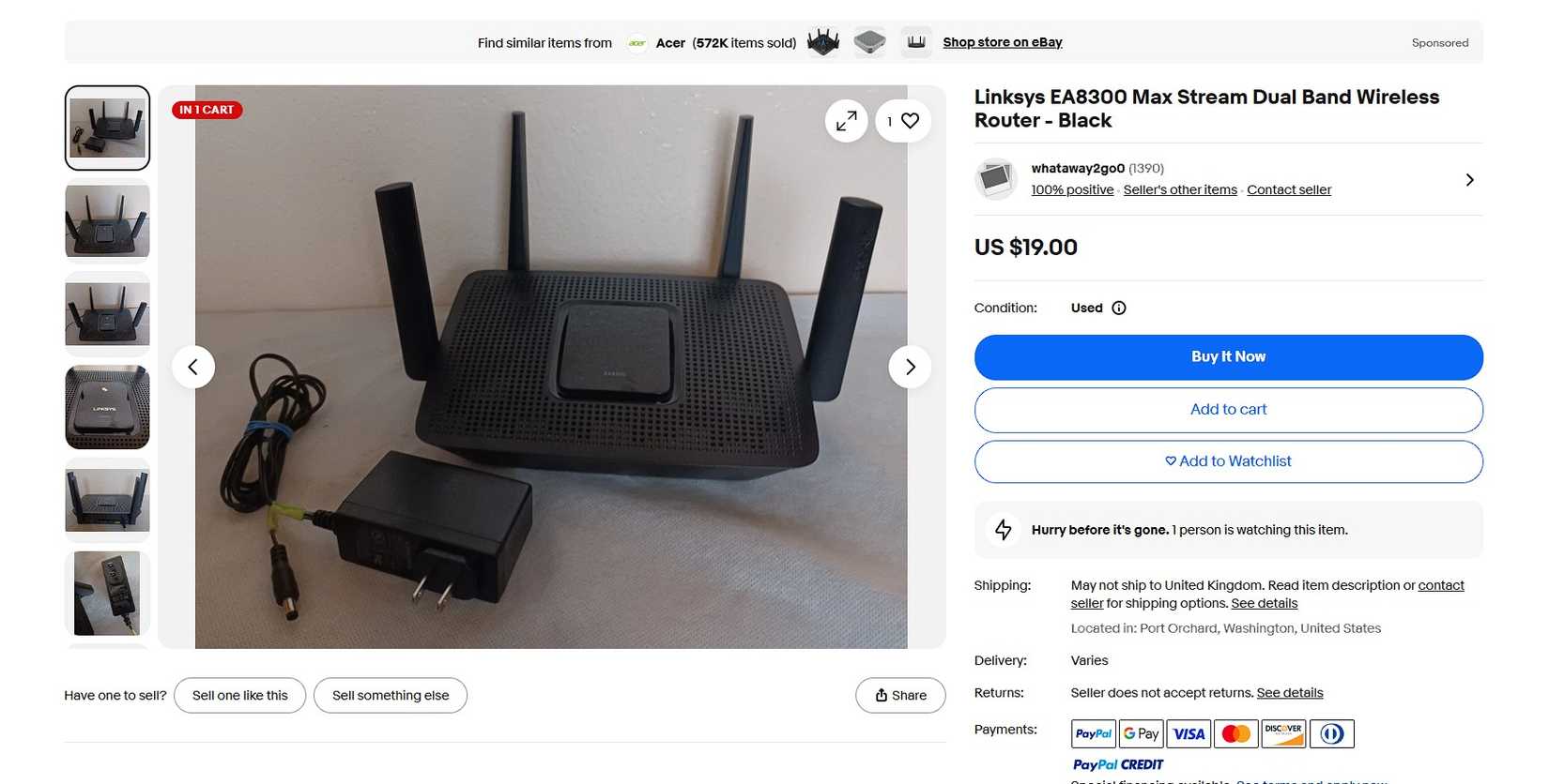 Linksys EA8300 a la venta en eBay