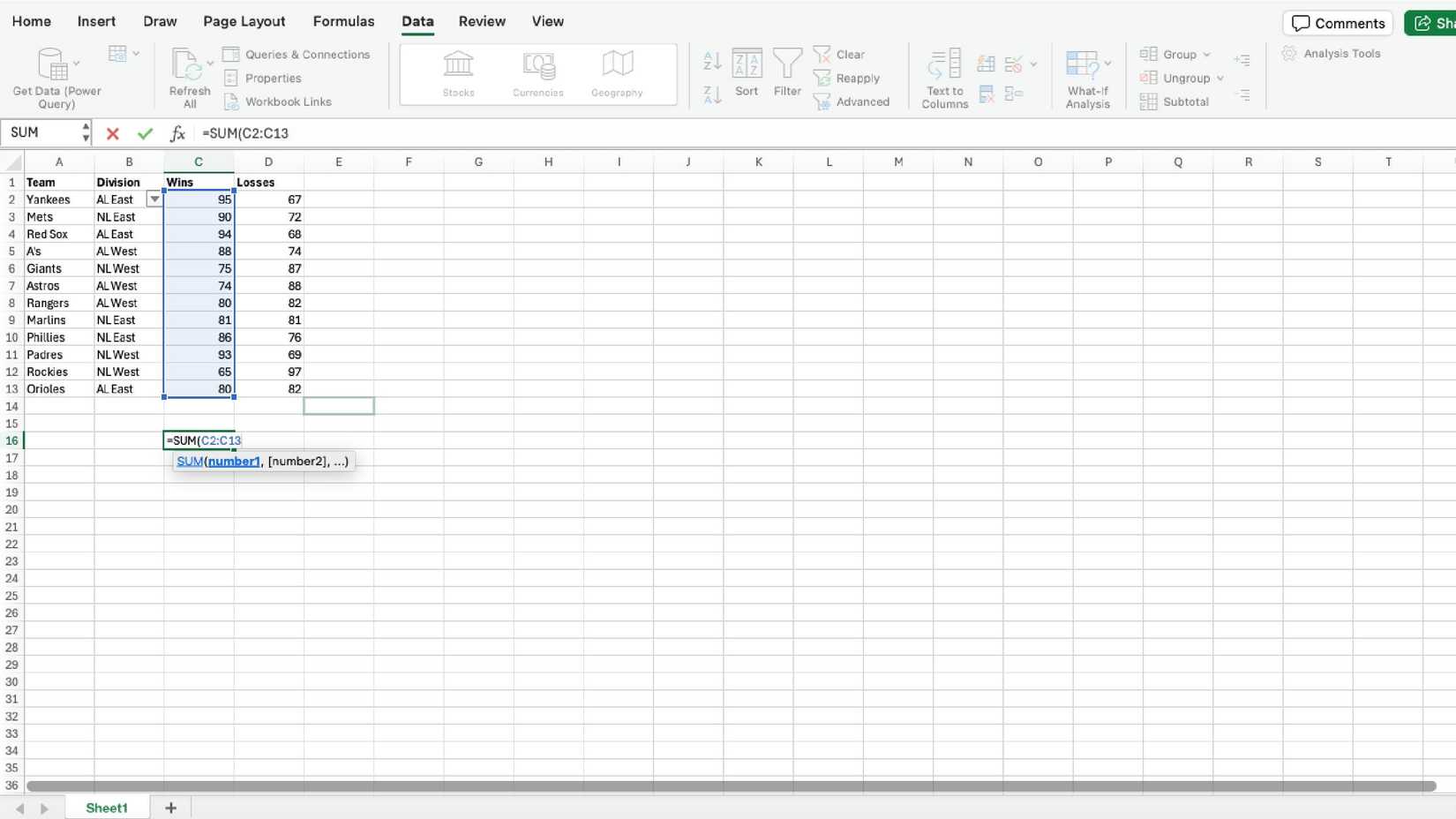 যোগফল ফাংশন জয় যোগ করে এক্সেল স্প্রেডশীট