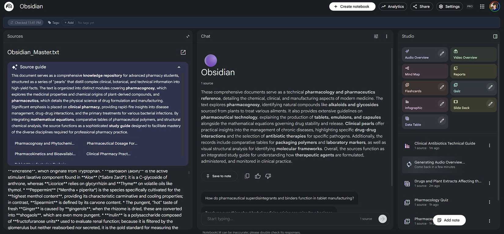 A master text file in NotebookLM containing all of the merged notes