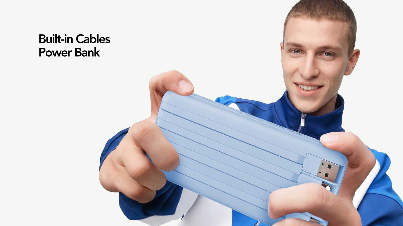 The built-in charging cables on the Charmast Portable Charger.