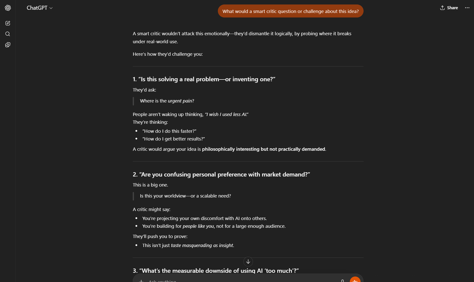 A potential viewpoint of a smart critic as a Socratic prompt.