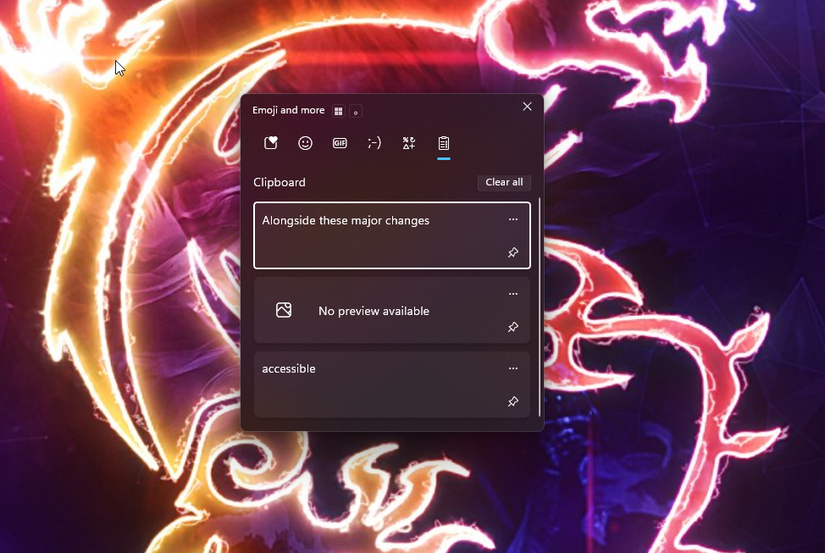 Clipboard history on Windows