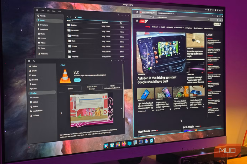 fedora cosmic running on a computer