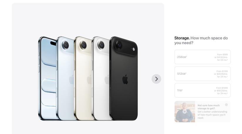 Purchase page for iPhone 17 