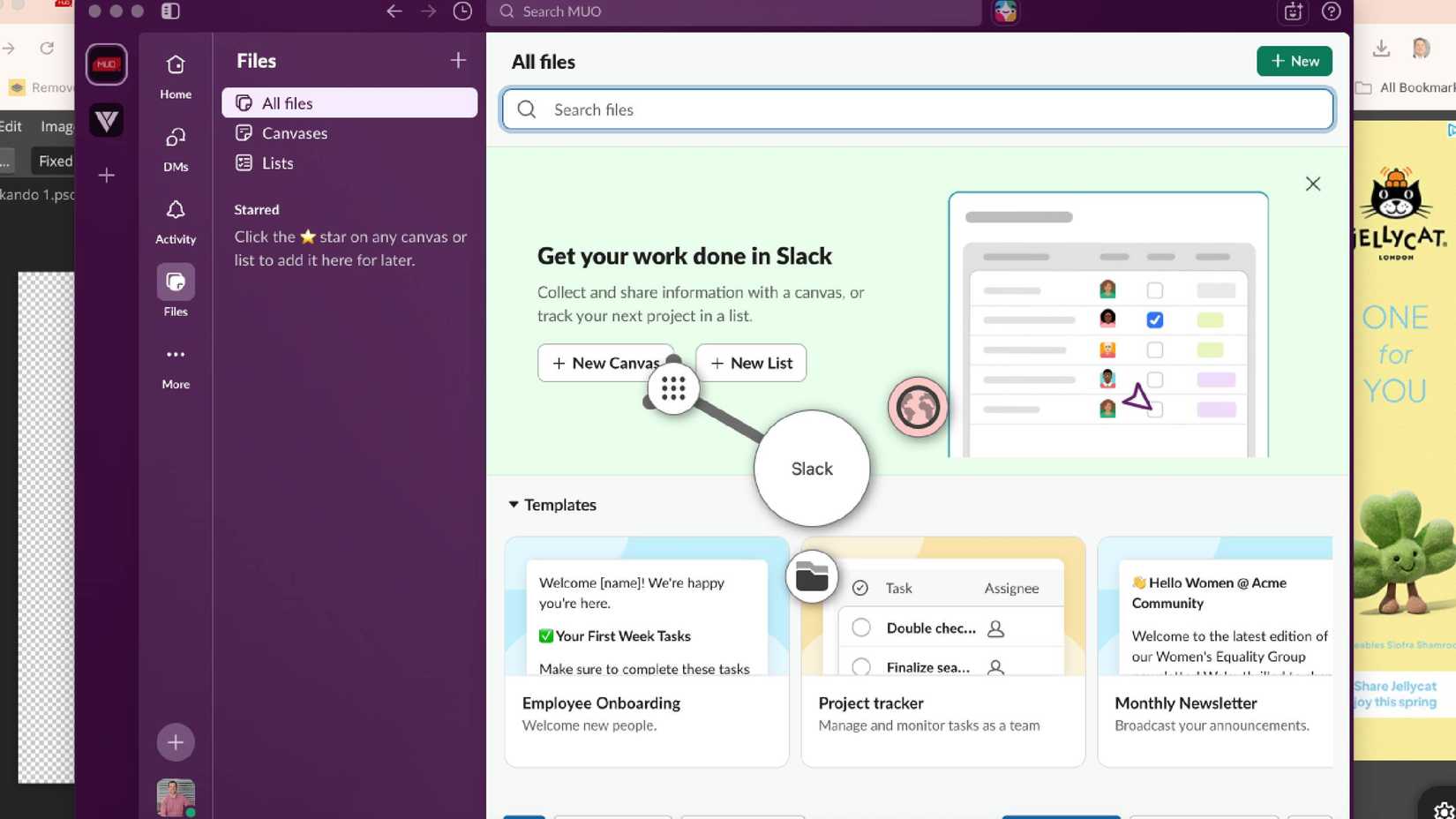 Kando being used to open Slack