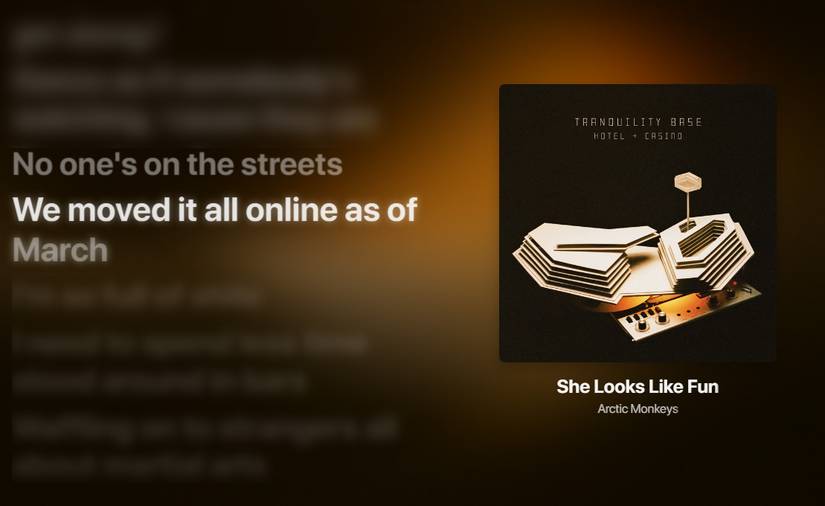 Lyrics from an Arctic Monkeys song on Spotify