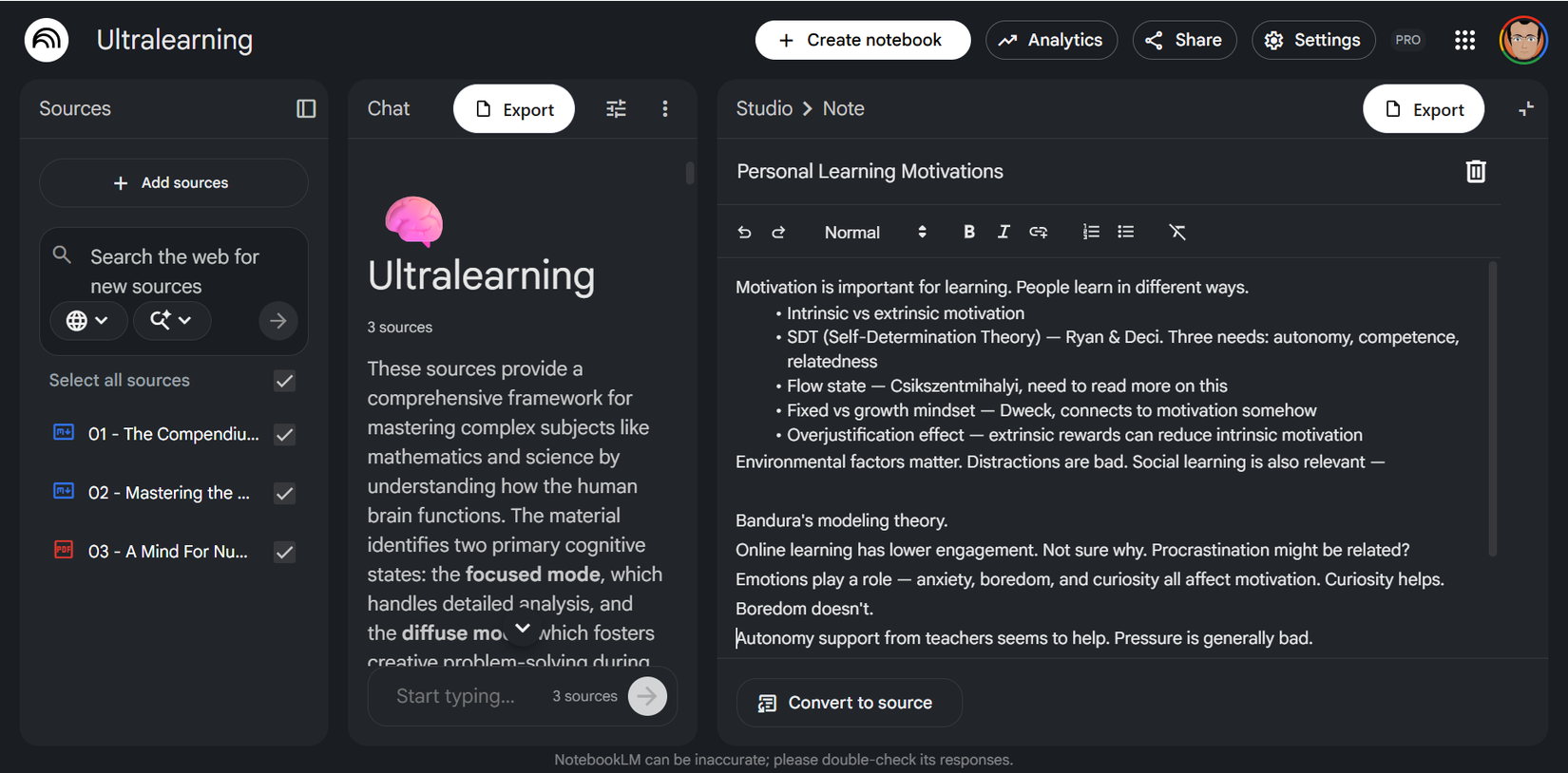 Un ejemplo de mala toma de notas en NotebookLM.