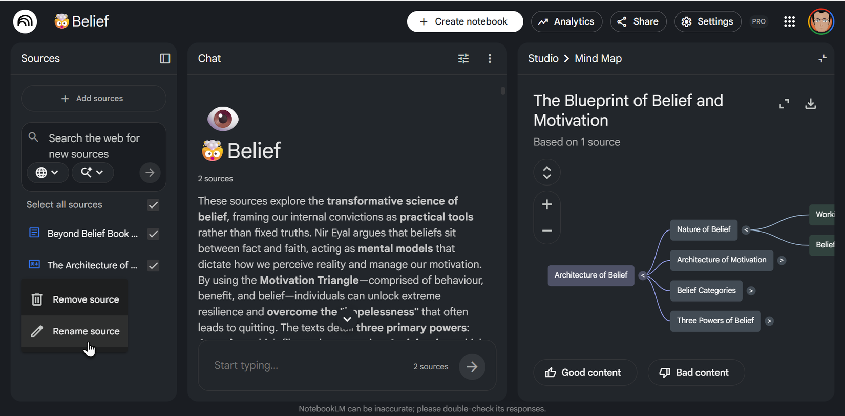 Naming your sources in NotebookLM.