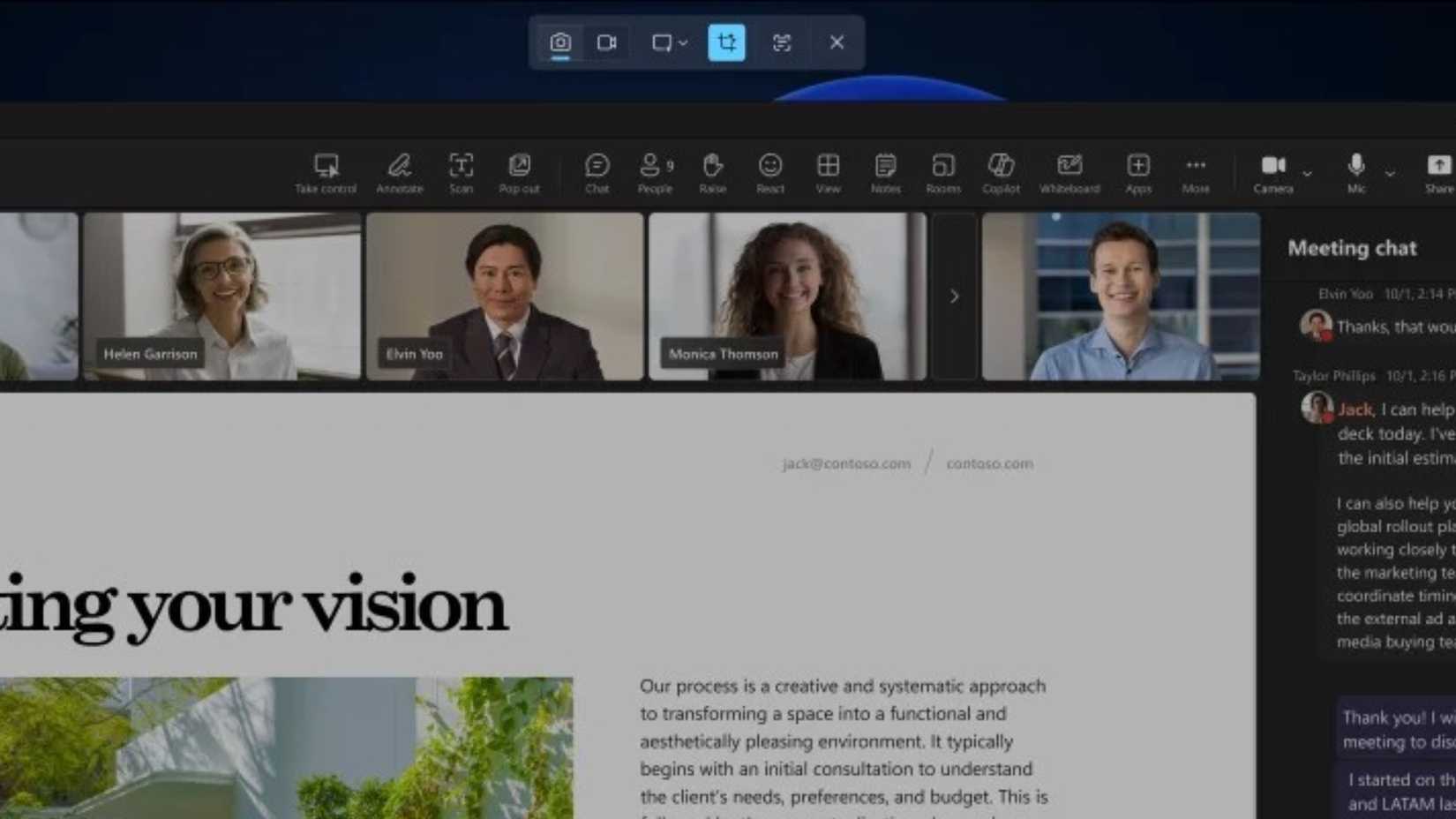 Opción de captura de pantalla perfecta de Snipping Tool en la barra de herramientas