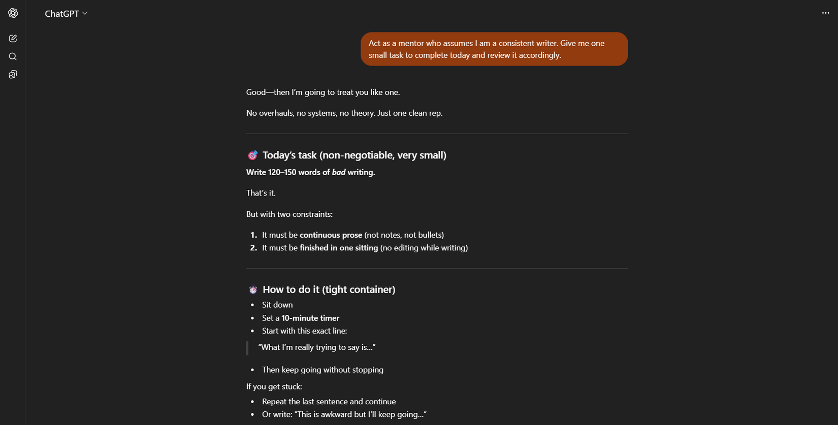 ChatGPT as a mentor.