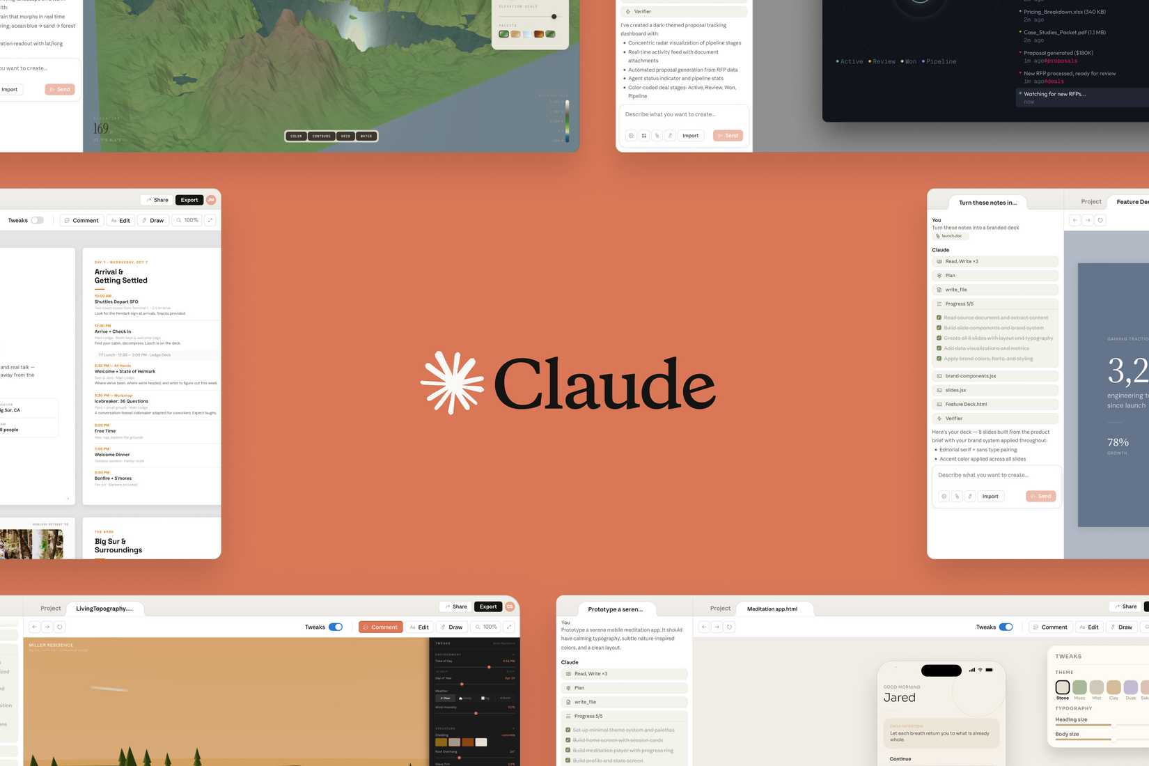 The Claude logo in the center of some Claude Design windows.
