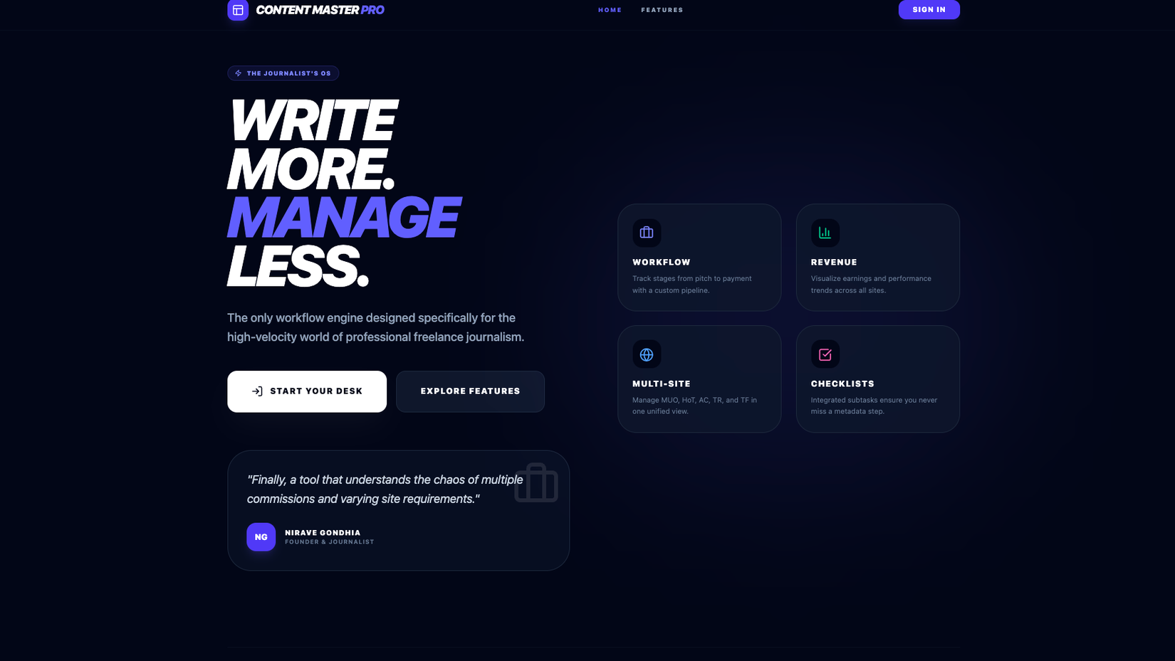 Content Manager Pro – A lightweight content tracker solution I built for freelance journalists with 10-20 prompts in the new Google AI Studio