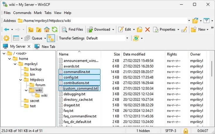 WinSCP screenshot.