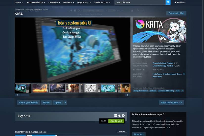 Paid version of Krita on Steam