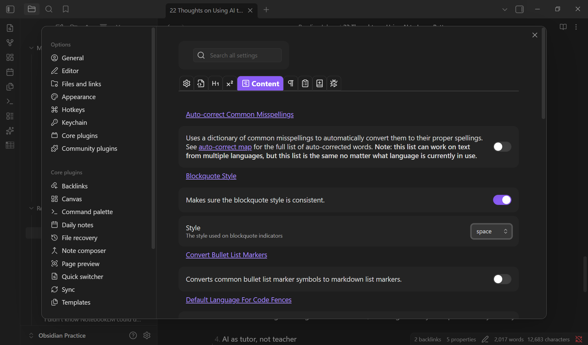 These 5 Obsidian plugins made my markdown cleaner than I thought possible