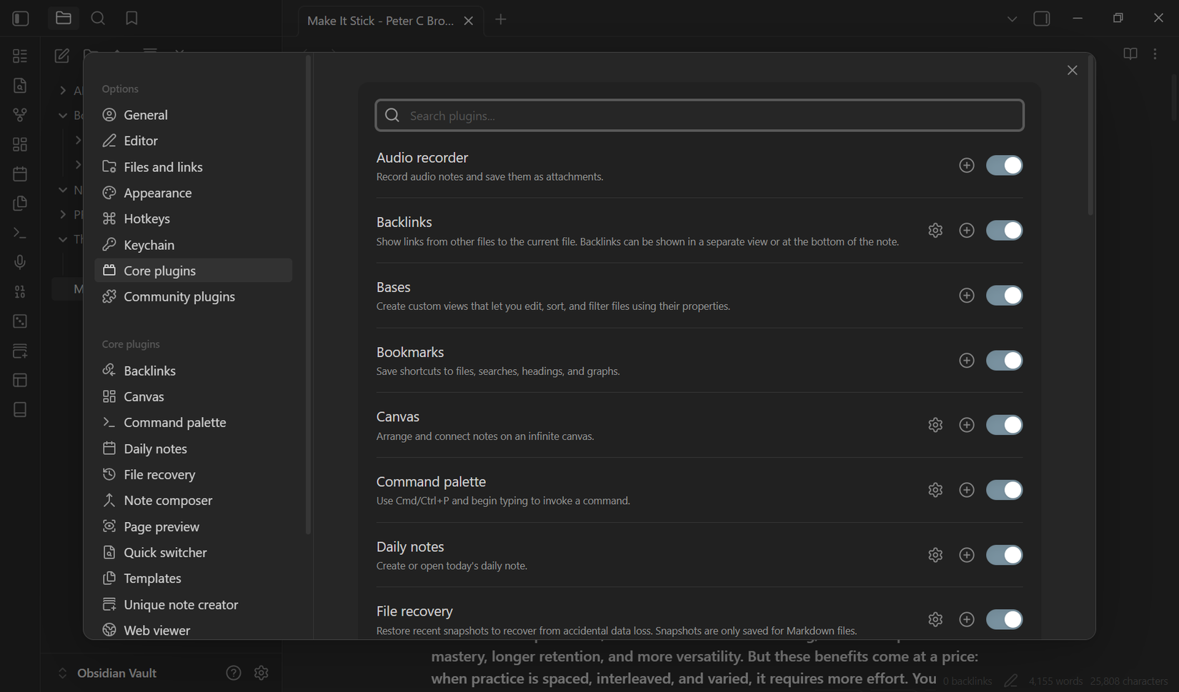 Obsidian Core Plugins.