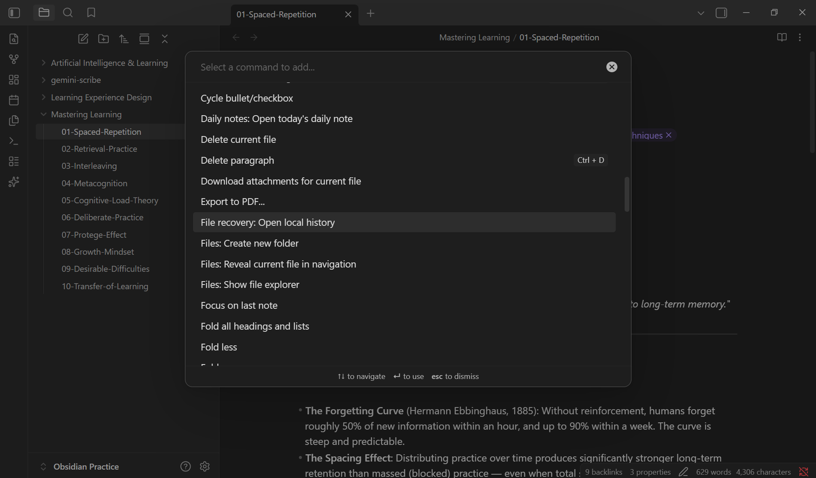 Obsidian's File recovery