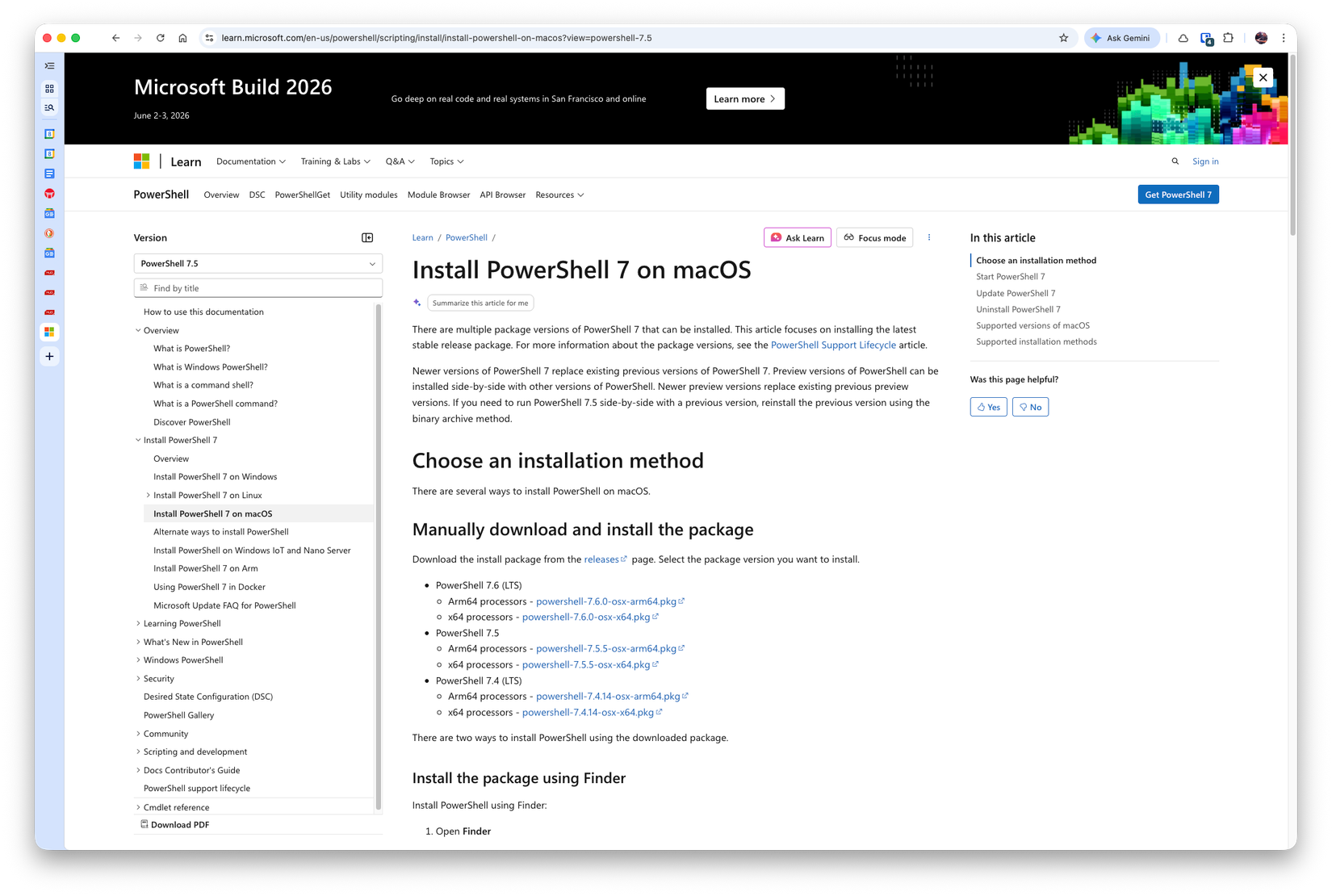PowerShell 7 for macOS webpage