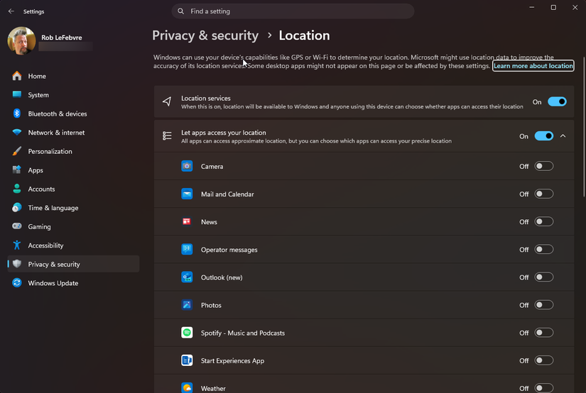 privacy location settings