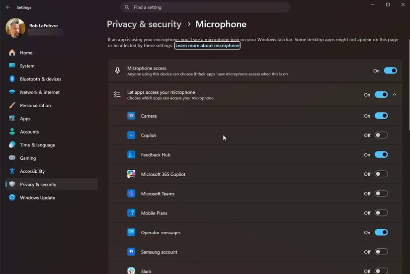 privacy microphone settings