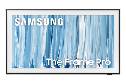 A render of the Samsung The Frame Pro showing a blue background