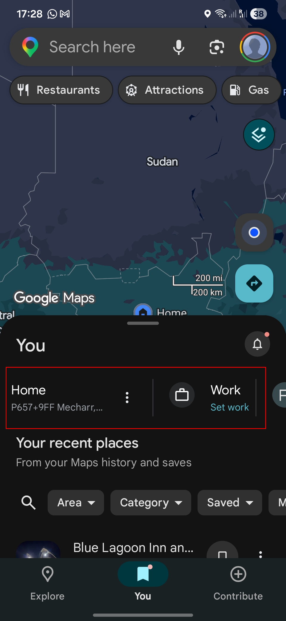Googleマップで自宅と職場の住所を設定する画面