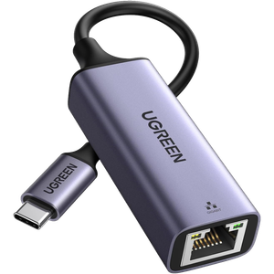 A USB-C to Ethernet adapter provides wired gigabit connectivity