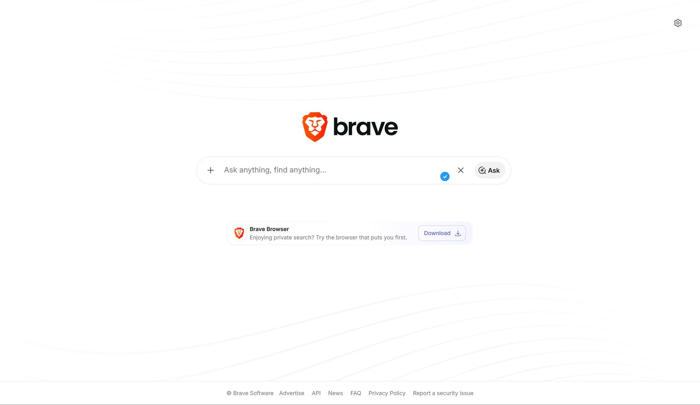 Brave Search homepage